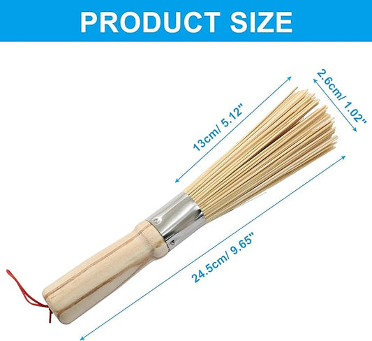2 Pack Natural Bamboo Wok Brush, Traditional Kitchen Pan Cleaning Brush Bamboo Scrubber Scrub Brush Bamboo Pot Brush, 10-Inch Length