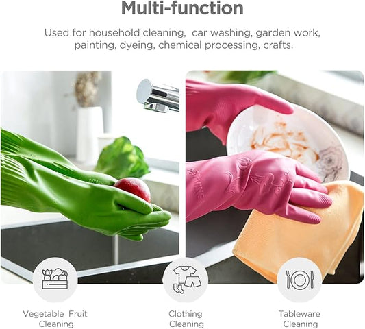 Dishwashing gloves 2 Pairs for kitchen,Rubber cleaning gloves,Long dish gloves reuseable.