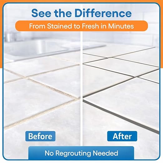 Light Gray Grout Paint Pen Tile Grout Colorant & Sealer Marker, Quick-Dry, Ideal for Bathroom, Shower, Kitchen Tiles Restores Grout Lines, 3 Adjustable Tips (2-3 mm) 2 Pack