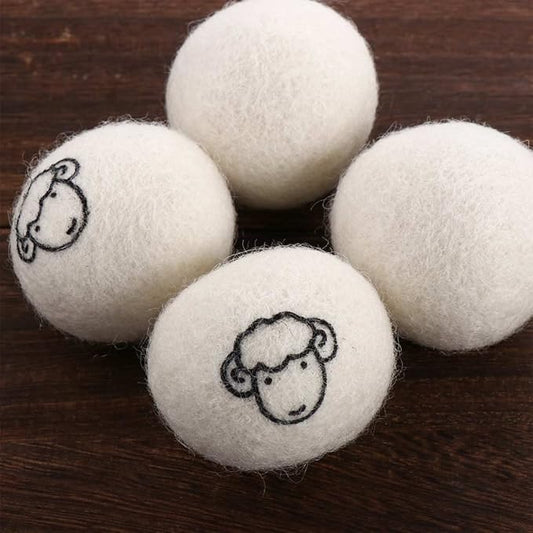 Generic Reusable Wool Dryer Balls Fabric Softener Ball Wool Laundry Ball Reducing Clothing Wrinkles,Saving Drying Time and Fabric Fluffier(4 pcs-no Pattern), AM17CD0AED1US*2
