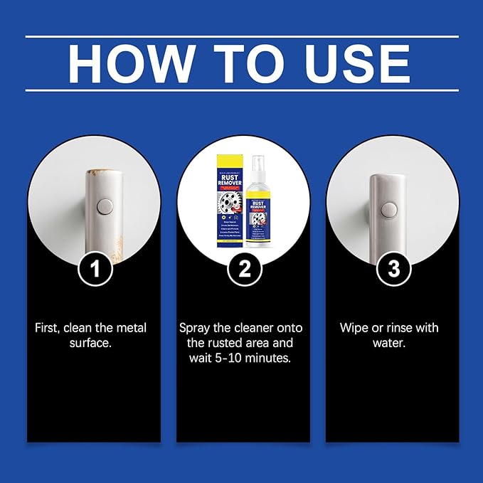 Rust Remover Spray, 100ml Liquid Cleanser, Rust Cleaner for Metal, Stain, Paint, Toilet, Shower, Sink, Bathtub, Tile, Bathroom, Automotive, Car, Wheel, Brake, Hub, Steel, Iron, Aluminum, Chrome