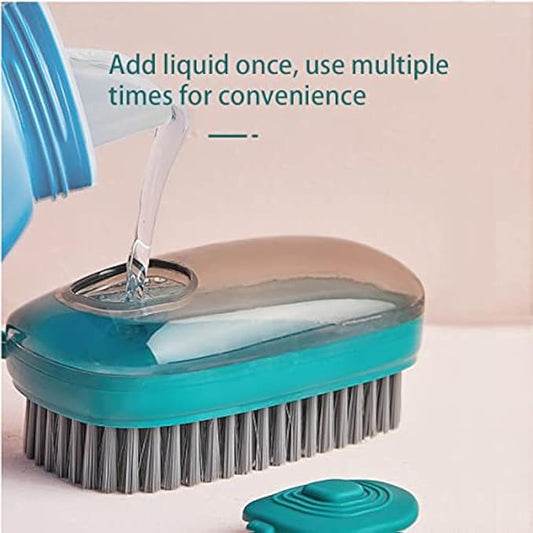 Brush with Soap Dispenser, Good Srubber Cleaner for Dish Sink Pan Pot Washing and Cleaning, Bathroom, Kitchen, Soft Laundry Clothes and Shoes Scrubbing Brush(Green) (Green)