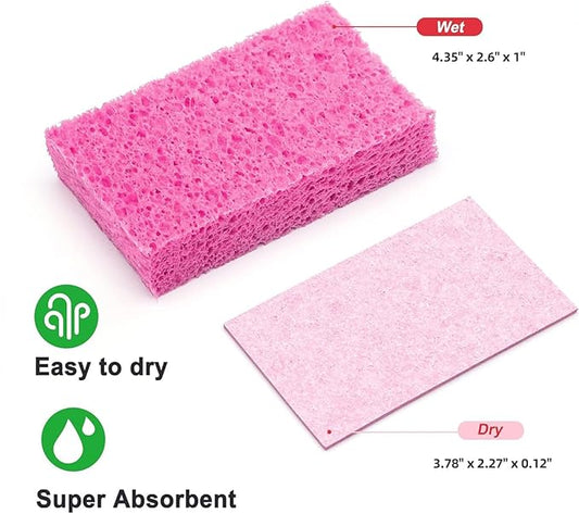 6 - Pack Non-Scratch Scrub Sponges - Sponges for Dishes and Washing Dishes, Cleaning Sponges for Kitchen Home Office, Magical 3D DIY Art and Craft Suppliers(Pink)