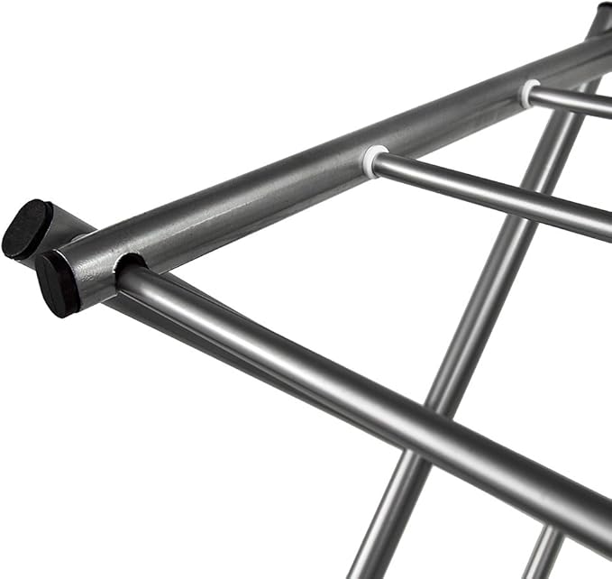 Home Vida Accordion Drying Rack – 3-Tier X-Frame Clothes Airer with Foldable Metal Design, Indoor/Outdoor Use, Silver