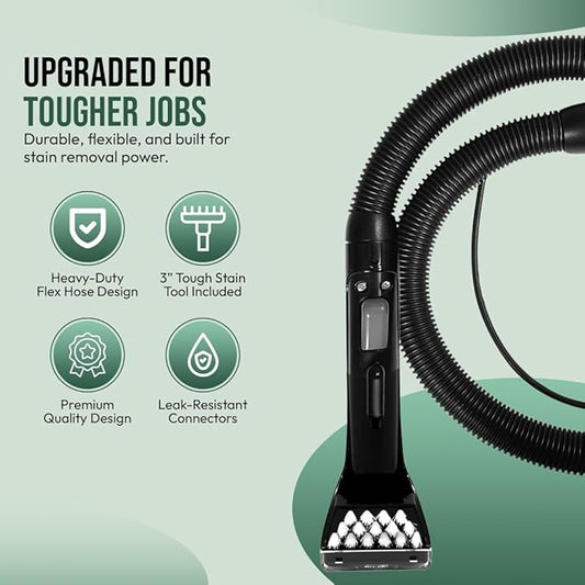 (Upgraded 2025) Flexible Replacement Hose with 3" Tough Stain Brush & Self-Cleaning Tool for Bissell Little Green & SpotClean Carpet Vacuum Cleaners, Fits Models 2694, 2513, 5207, 4720M Series & More