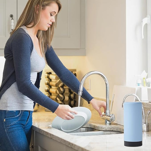 Dish Soap Squeeze Bottle,240ml Silicone Squeezable Refillable Dish Detergent Dispenser,Leakproof Kitchen Dishwashing Liquid Bottle,for Hand Soap,Shampoo,Conditioner,Lotions(Blue)