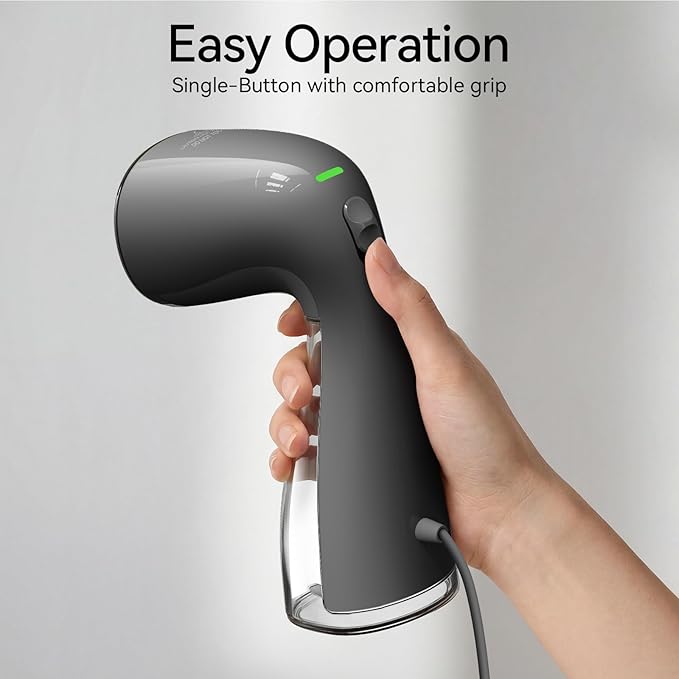 HiLIFE Steamer for Clothes, Portable Handheld Design, 240ml Big Capacity, 700W, Strong Penetrating Steam, Removes Wrinkle, for Home, Office and Travel(ONLY FOR 120V) (Midnight Grey)