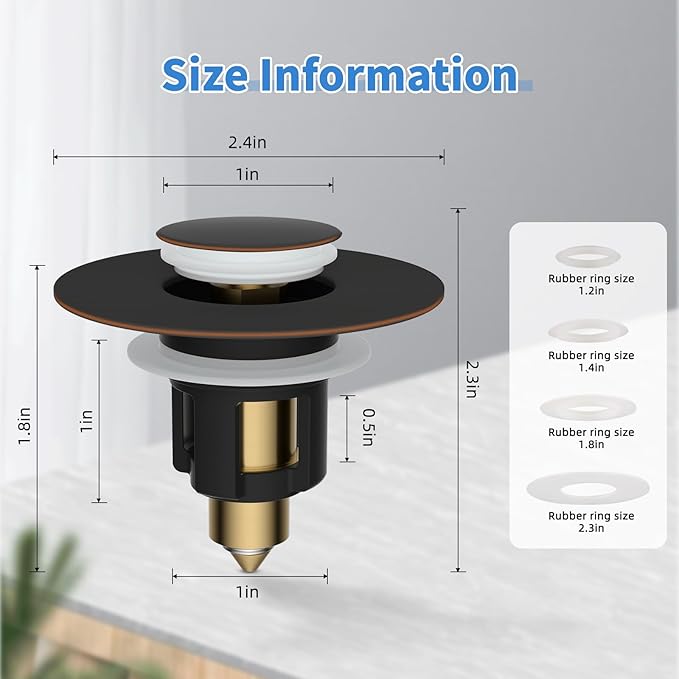 iFealClear 2 Pack Metal Universal Bathroom Sink Stopper, Upgraded Stainless Steel Sink Drain Strainer for 1.1''~2.36" Basin Pop Up Drain Strainer, Anti-Clogging Filter Basket, Oil Rubbed Bronze