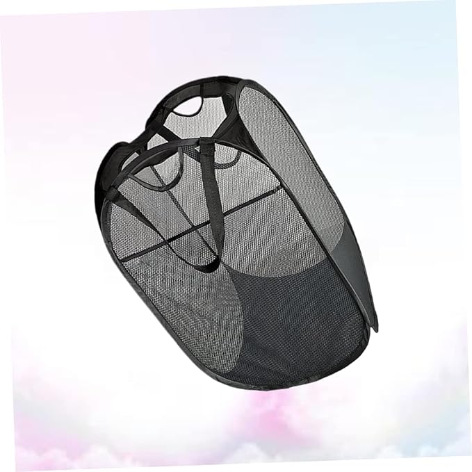 Folding Laundry Basket Collapsible Square Storage Container for Dirty Clothes Lightweight and Portable Black Hamper for Home College and Travel Use