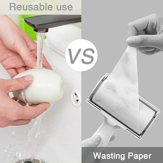 Reusable Lint Roller Ball, Mini Travel Size Lint Roller for Clothes, On The Go Small Portable Lint Ball Remover for Clothes and Pet Hair, Extra Sticky & Washable Gel (White)
