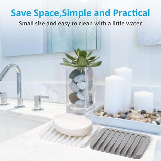 Mcyye Self Draining Soap Dishes, Premium Silicone Soap Holder & Saver for Shower, Bathroom, Kitchen, Bath Tub, Razor, Sponges, Drains Water Very Well, Can Extend Soap Life, Easy Clean