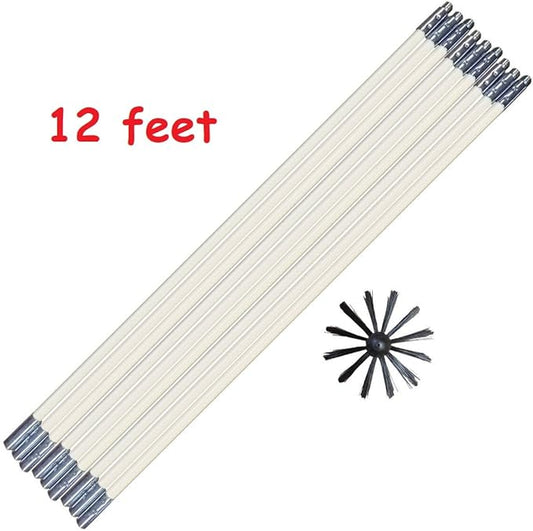 Flexible Clothes Dryer Lint Remover Vent Trap Exhaust Cleaner Kit Clean Brush Gas Electric Fire Prevention Refrigerator Coil, Fireplace Chimney Brushes, Use with or Without Power Drill