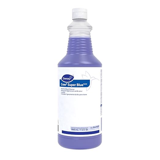 Diversey CREW 94476081 Super Blue Mild Acid Liquid Toilet Bowl Cleaner, Removes Rust, Scale & Stains, Citrus Scent, Ready-to-Use Squeeze Bottle, 32-Ounce (Pack of 12)