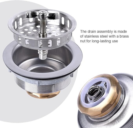 304 Stainless Steel Kitchen Sink Twist Lock Basket Drain Assembly W/Brass Nuts-VARNAHOME