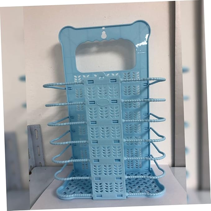 Collapsible Wall Mount Laundry Basket with Hollow Design Plastic Storage Organizer for Clothes and Blankets Space Saving Folding Hamper for Home and Dorm Use Blue Small
