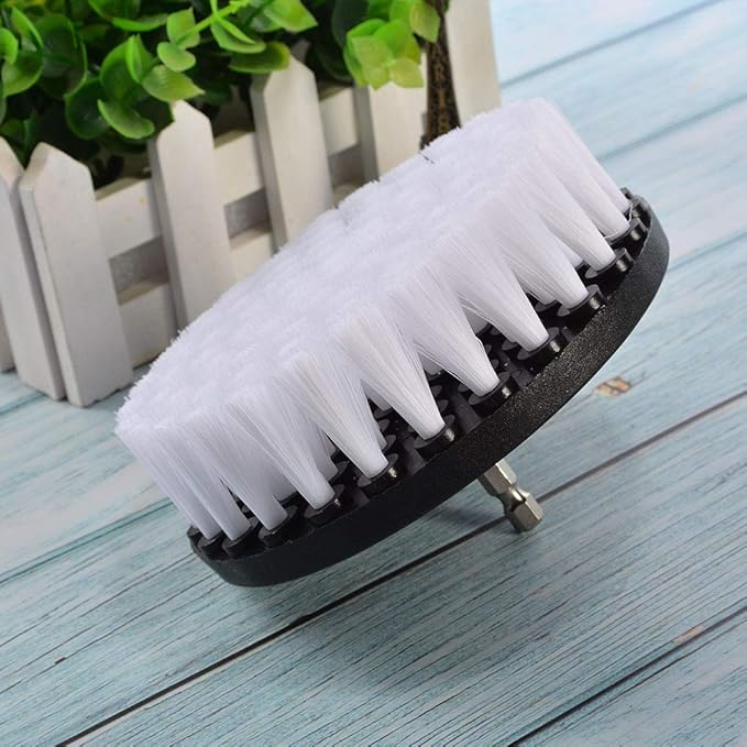 Wixine 1Pcs 5" White Drill Brush Attachment for Cleaning Carpet Leather and Upholstery Kit