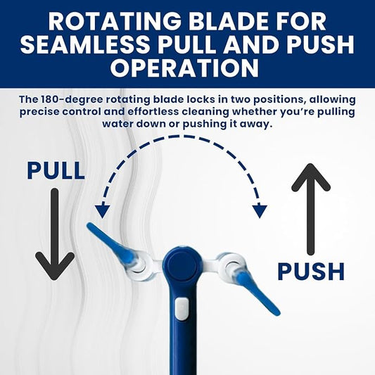 Extendable Shower Squeegee with 180-Degree Rotating Blade for Push/Pull Use – Ergonomic Cleaning Tool for Showers, Glass Doors, and Windows – 16'' to 28'' Handle for Strain-Free Cleaning
