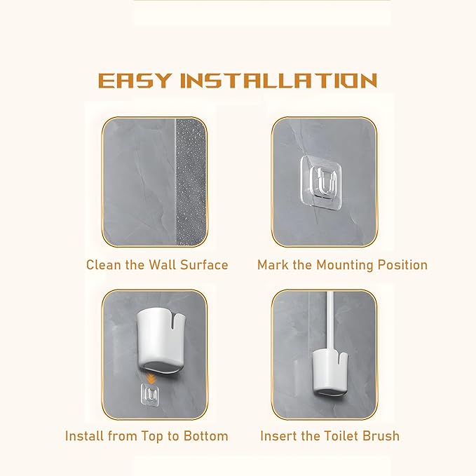 Silicone RV Toilet Bowl Brush and Holder Set, Wall Mount Camper Toilet Brush for Travel Trailer/Camper Bathrooms, Convenient for Cleaning Toilet and Cracks. (Gray-White)