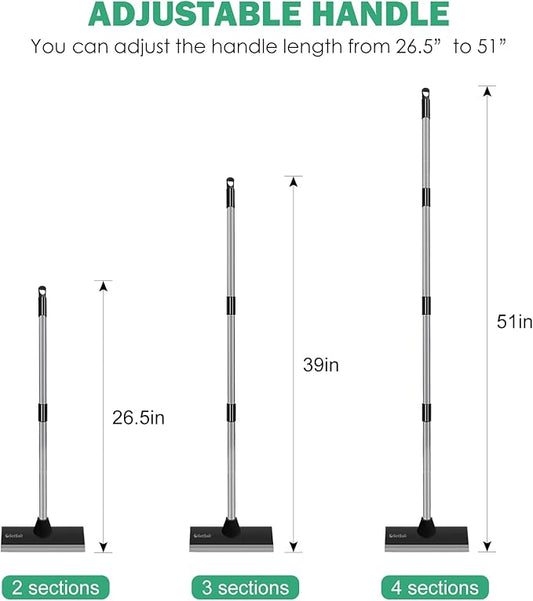 SetSail Floor Scrub Brush with 51-Inch Long Adjustable Handle 2 in 1 Scrape Brush Stiff Bristle Floor Scrubber for Cleaning Shower Bathroom Garage Kitchen Wall Deck Tub Tile, Black