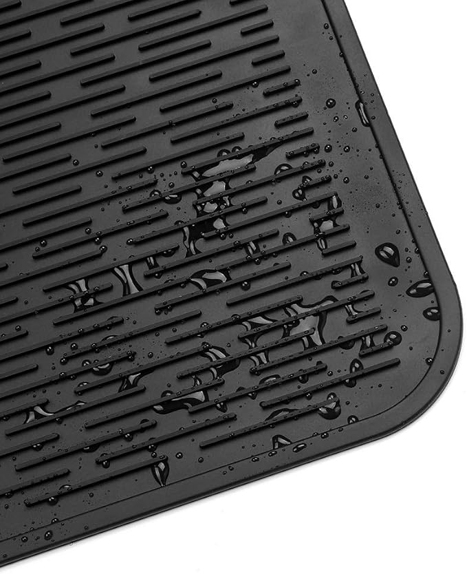 MicoYang Silicone Dish Drying Mat for Multiple Usage,Easy clean,Eco-friendly,Heat-resistant Silicone Mat for Kitchen Counter or Sink,Refrigerator or Drawer Liner Black XL 18 inches x 16 inches
