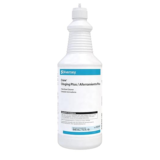 Diversey CREW 9302467 Clinging Plus Toilet Bowl Cleaner, Commercial Strength Formula Cleans Urinals, Ceramic, Porcelain, Unscented Green Liquid, Ready-to-Use Squeeze, 32-Ounce (Pack of 12)