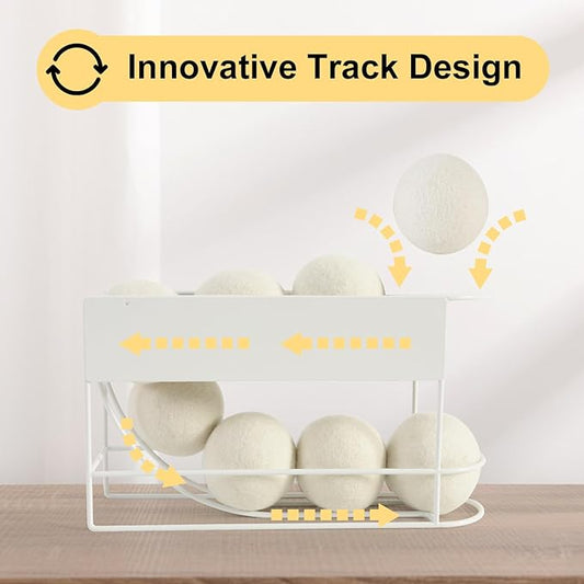 Magnetic Dryer Ball Holder for Laundry Room, Wool Dryer Ball Container, White Laundry Ball Basket, Wool Dryer Ball Container, Dryer Ball Organizer for Washing Machine Side Storage (No Balls)