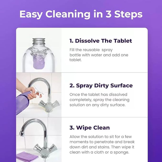 All-Purpose Cleaning Spray, The All-In-One Solution For Every Stain, Multi-Surface Cleaner for Home, Kitchen, Bathroom(12Tablet+1 Bottle)