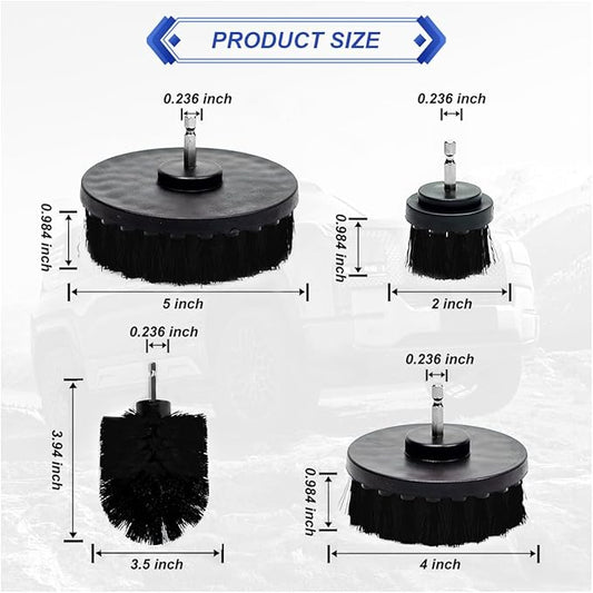 ZIMISI 4PCS Drill Brush Attachment Set, Mult-Purpose Car Wash Brush, Rotary Detailing Brush Set, Car Carpet Cleaner Brushes for Wheel, Grout, Shower, Bathroom, Floor (Black)