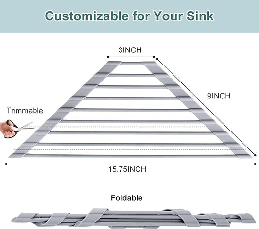 MERRYBOX Triangle Roll Up Dish Drying Rack Over The Sink, 2025 Anti-Rust Sink Drying Rack with Full Silicone Wrapped for Top of Corner, Anti-Slip Organizer for Kitchen
