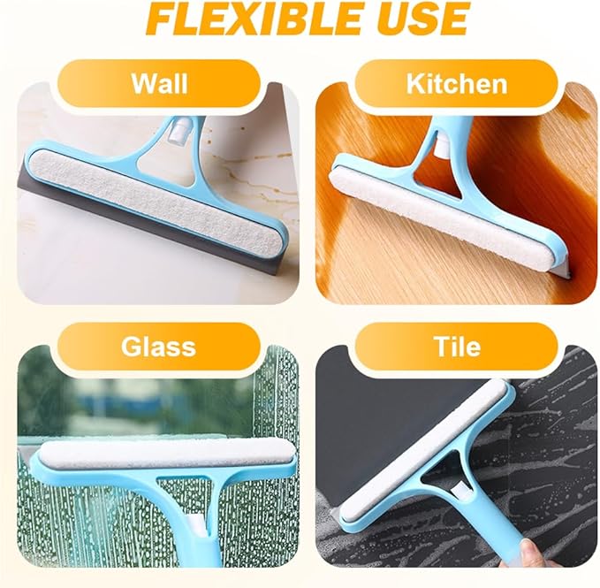 3 in 1 Window Cleaning Scraper, 2025 New Window Squeegee with Spray for Shower Glass All-Purpose Window Cleaner Tool (White)