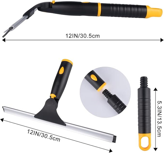 ITTAHO Swivel Shower Squeegee for Glass Doors, All-Purpose Anti-Slip Window Squeegee with 2 Blades, Window Cleaner Tool Bathroom Squeegee for Shower Doors, Tile Shower Walls,Mirrors,Car Windshields