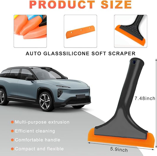 Small Silicone Window Squeegee, 5.9 Inch Car Windshield Water Blade Squeegee with Non-Slip Handle, All-Purpose Cleaning Squeegee for Car Windshield, Window, Mirror (Black)