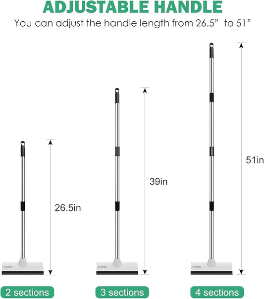 SetSail Floor Scrub Brush with 51-Inch Long Adjustable Handle 2 in 1 Scrape Brush Stiff Bristle Floor Scrubber for Cleaning Shower Bathroom Garage Kitchen Wall Deck Tub Tile, 2 Pack