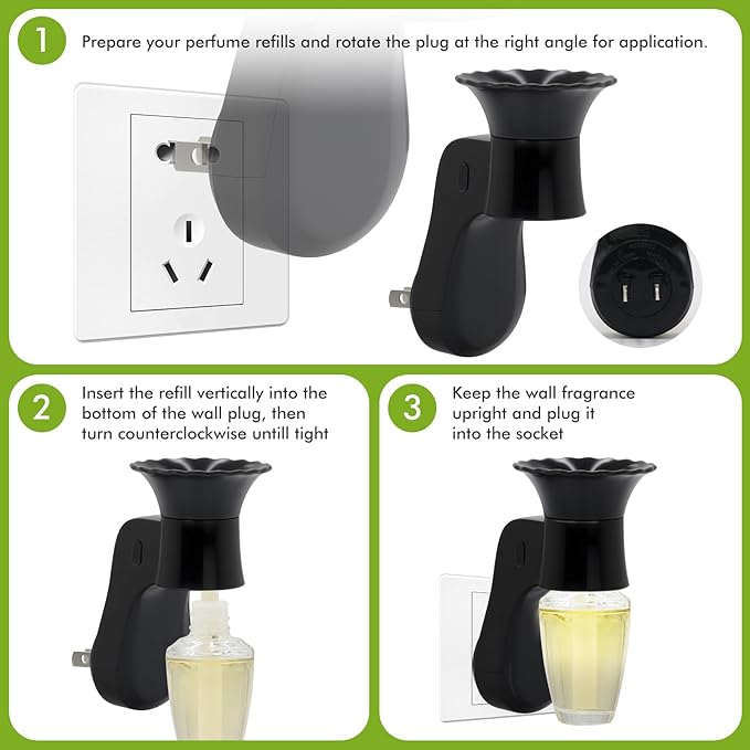 Wall Fragrance Plug in Air Freshener- Plug in Diffuser with Night Light Compatible with Bath and Body Works Wallflowers Refill, ETL Certified Rotatable Plug, Scent Control Plug for Home Office (4PCS)