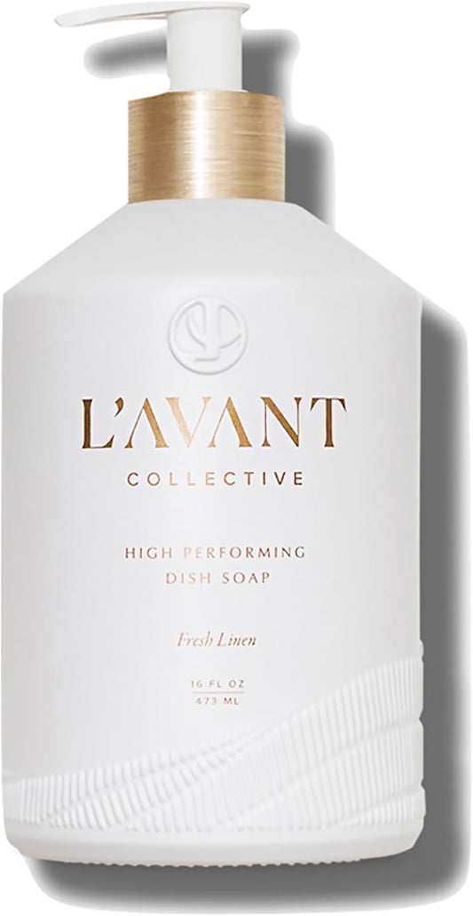 L'AVANT Collective High Performing Dish Soap | Plant-Based Ingredients & High Performing Formula | Fresh Linen Scent | Reusable Glass Bottle I 16 FL oz/473 mL