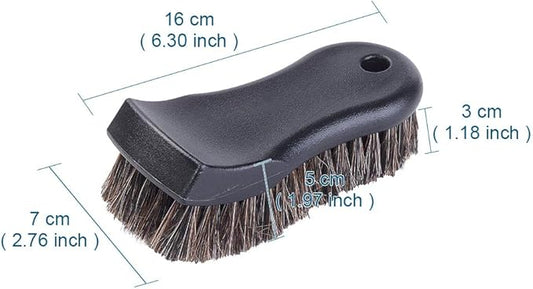 JSCARLIFE Long Bristle Horse Hair Leather Cleaning Brush, Heavy Duty Scrub Brush for Car Interiors, Furniture, Carpet, Sneakers, Boots, and More