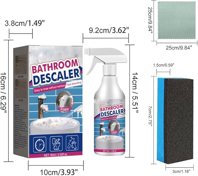 Stubborn Stains Cleaner Bathroom Descaler Cleaner,Acssart Bathroom Descaler,Bathroom Descaler Spray,Powerful Descaling Cleaning Agent,Bubble Cleaner Foam,All Purpose Rinse Cleaning Foam (4PCS)