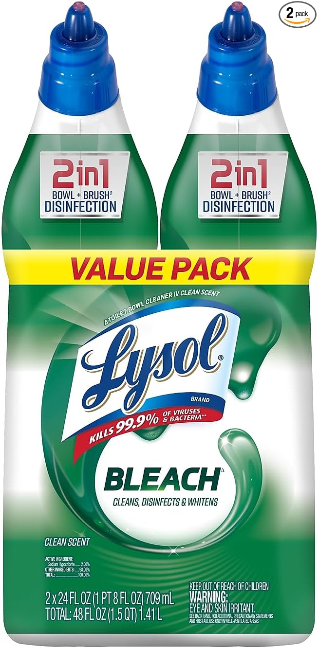 Lysol Complete Clean Toilet Bowl Cleaner with Bleach Value Pack, 2 Count