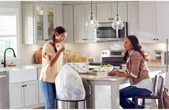 Tall Kitchen Trash Bags, 13 Gallon, Drawstring Closure, Dura-Force Tear Resistance, White, 140 Count, fresh scent