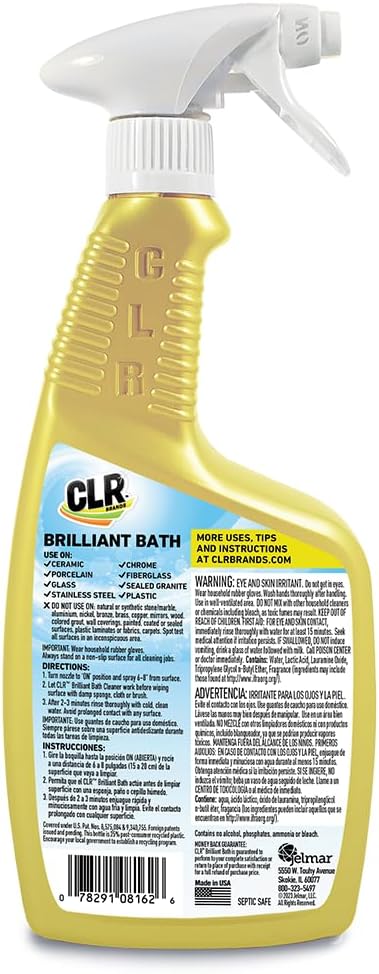 CLR Brilliant Bath Foaming Action Bathroom Cleaner Spray - For Use on Toilets, Baths, Showers, Sinks, Glass, Stainless Steel - Lavender Scent, 26 Ounce Bottle (Pack of 6)