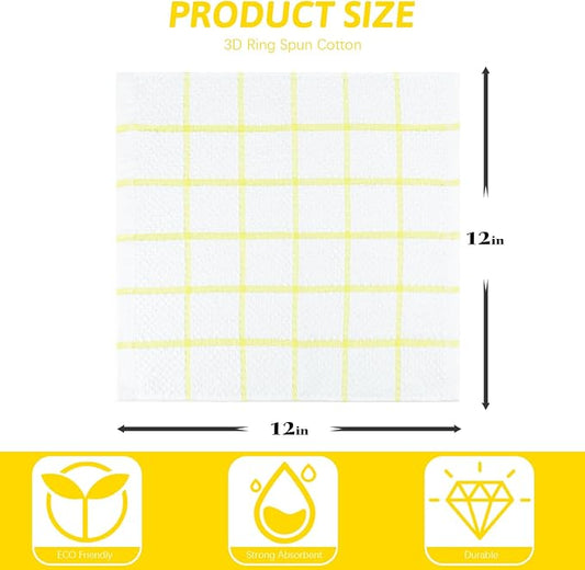 Nialnant 8 Pack Dish Cloths for Washing Dishes, 100% Cotton Reusable Cleaning Rag, Quick Drying Dish Towels for Kitchen,12x12 Inches,Yellow