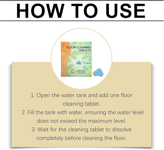 Floor Cleaner Tablets for Hard Floors, Multi-Surface Mopping Tablets, Fast Dissolving, Lemon Scent, 12 Count (2pcs)