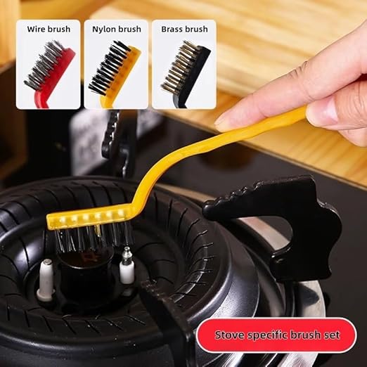 5 Pieces Cleaning Brush Set,Toilet Floor Brush Bathroom Tiles No Dead Corners Hard Bristles Floor Crevice Brush Kitchen Cleaning Metal Brass/Stainless Steel/Nylon Brushes (White Blue+3 Mixed Color)
