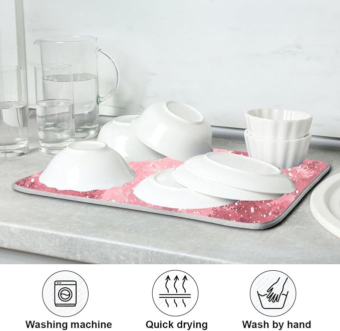 Christmas Forest with Snow Falling Santa Dish Drying Mat for Kitchen Counter Super Absorbent Drying Mat 16x18 inch Large Dish Drying Matts for Countertop Protector Dishes Pad