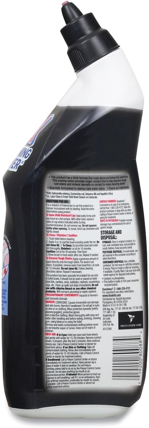 Lysol Toilet Bowl Cleaner, Lime & Rust Remover, 24 Fl Oz (Pack of 1)