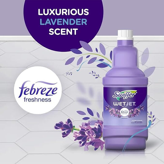 Swiffer WetJet Multi-Purpose Floor and Hardwood Cleaner Solution with Febreze Refill, Lavendar Vanilla and Comfort Scent, 1.25 Liter, OKpFMr 8 pack