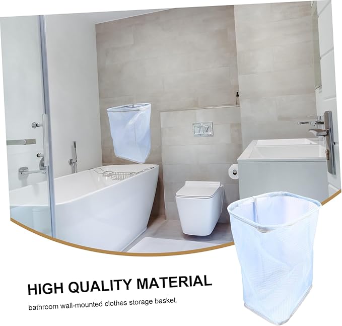 1pc Wall-mounted Folding Clothes Storage Basket Space-saving Laundry Hamper for Bathroom Bedroom Collapsible Design for Easy Storage Blue Efficient Clothing Organizer