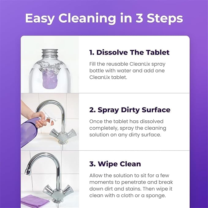 KISHAL All-Purpose Cleaning Spray With Cleaning Tablets,Multi Purpose Cleaning Spray,Multi-Surface Cleaner,Powerful Stubborn Stains Remover (1 Bottle+5 Cleaning Tablet)