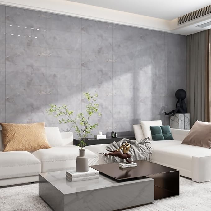 10-Sheet 23.6"x11.8" Marble Peel and Stick Wall Panels (19.4 Sq. Ft. Coverage), PVC Backsplash Tile for Living Room, Bedroom, Kitchen, Dining Room