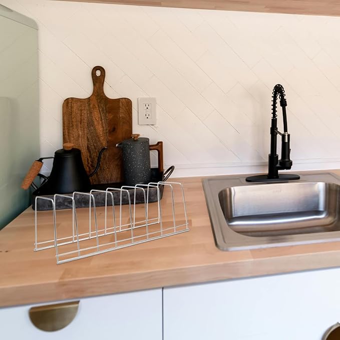 SOLUSTRE Stainless Steel Kitchen Dish Drying Rack with Utensil Holder and Drain Tray Bowl and Plate Storage Organizer for Countertop Sink Area Stable Non-Tip Design 11.81X3.93X3.74 Inches